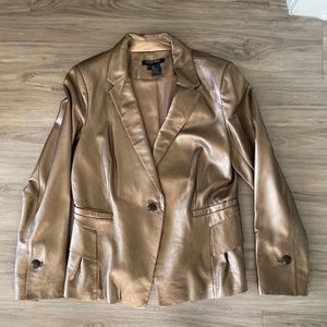 Etcetera genuine leather jacket size 12 platinum metallic